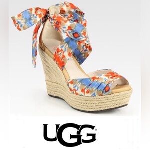 UGG Lucianna Wedge Espadrille Platform Santorini Sandals Size 7.5 Multicolor